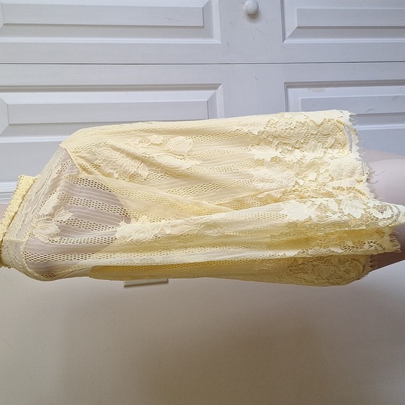 Ultra Pink Yellow Lace Blouse Size Large - Picture 3 of 7